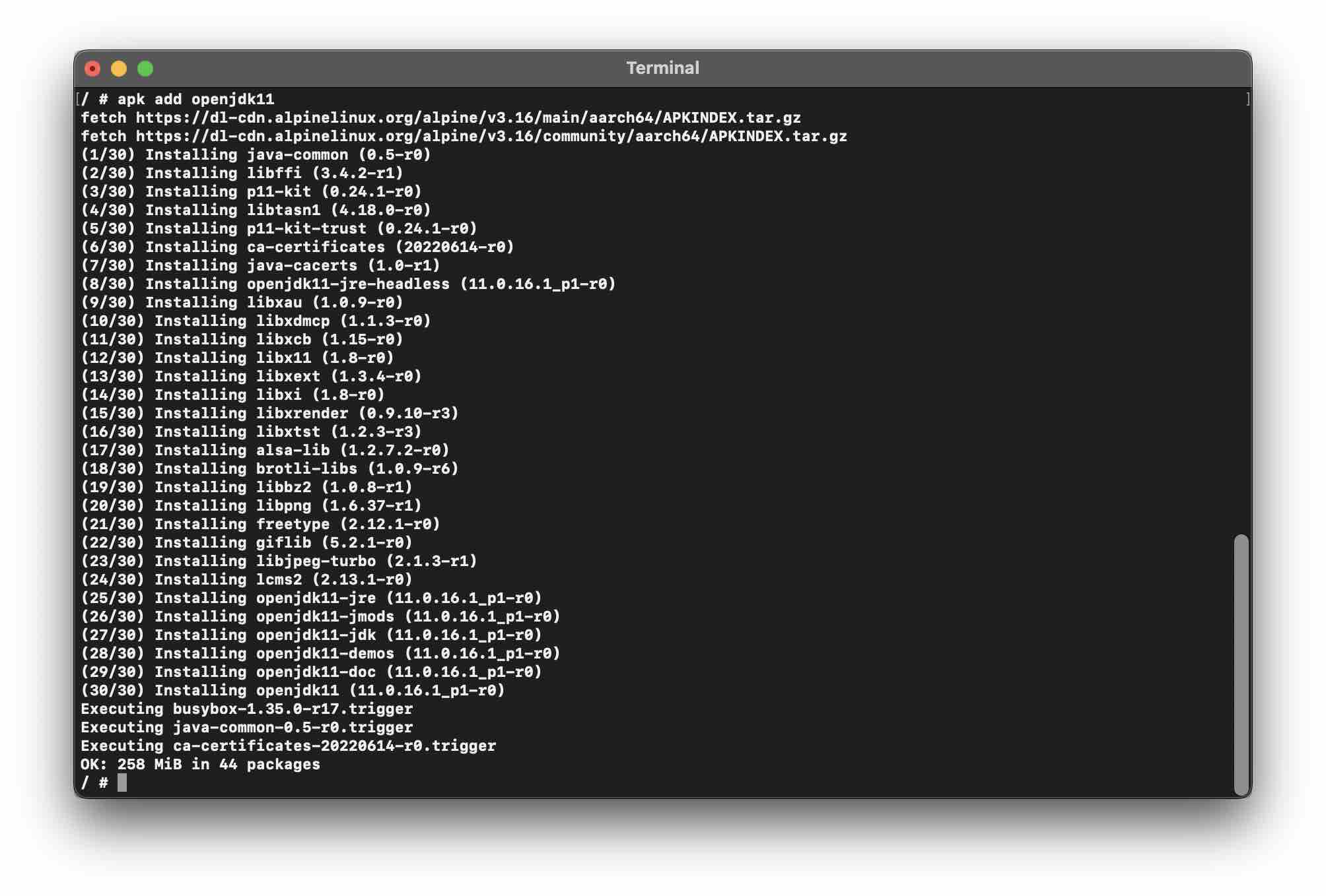 How to install Java OpenJDK 11 on Alpine Linux